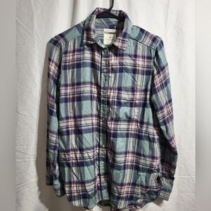American Eagle Outfitters Soft Plaid Shirt - Blue and Lavender, Size Small